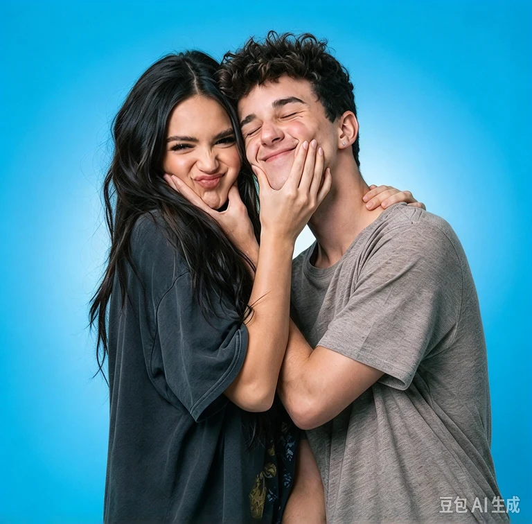 Two people sharing a playful moment together